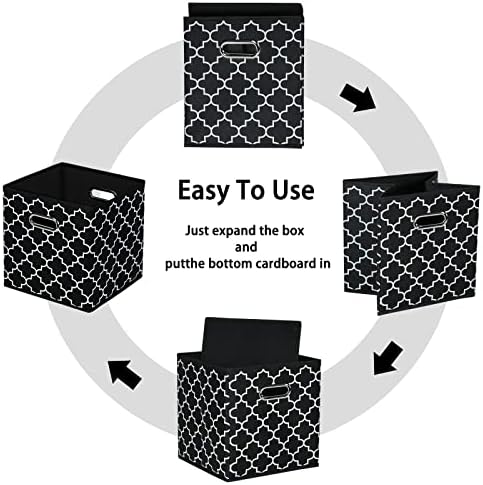 Black Foldable Storage Cubes Bins, Fabric Storage Box Cubes Organizer Baskets - Image 6