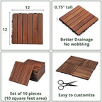 BEEFURNI Interlocking Acacia Wood Deck Tiles 12x12 - Image 3