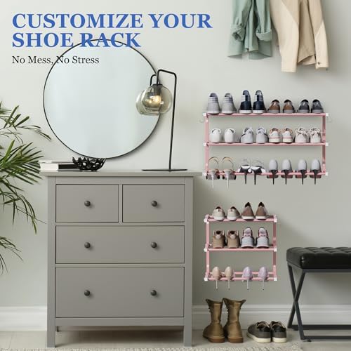 Wall Mounted Shoe Rack, 3 Tier Hanging Shoe Rack Holds 12 Pairs, Space Saving - Image 3