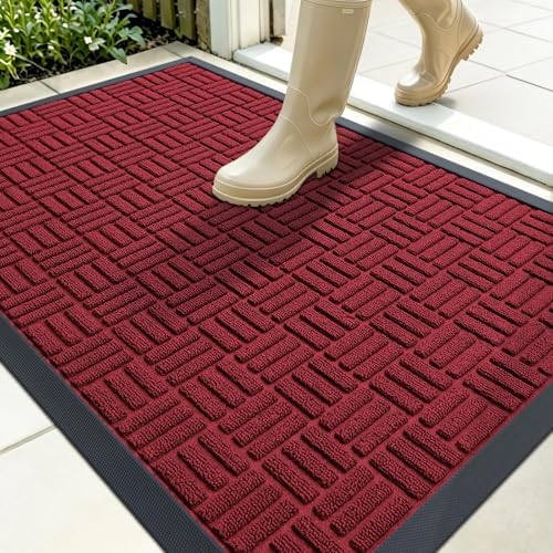 OLANLY Front Door Mat Outside Entrance 35x23, Heavy-Duty Rubber Doormat by OLANLY