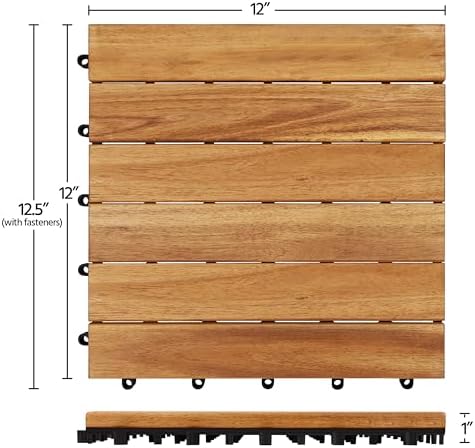 Yaheetech 108PCS Deck Tiles Acacia Wood Interlocking Outdoor Flooring - Image 3