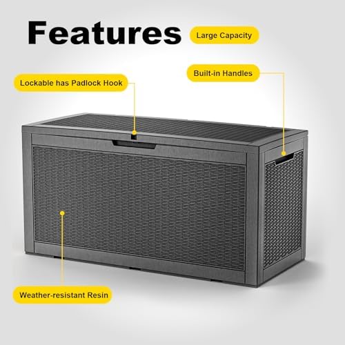 PatioZen 120 Gallon Deck Box, Resin Outdoor Storage Box - Image 6