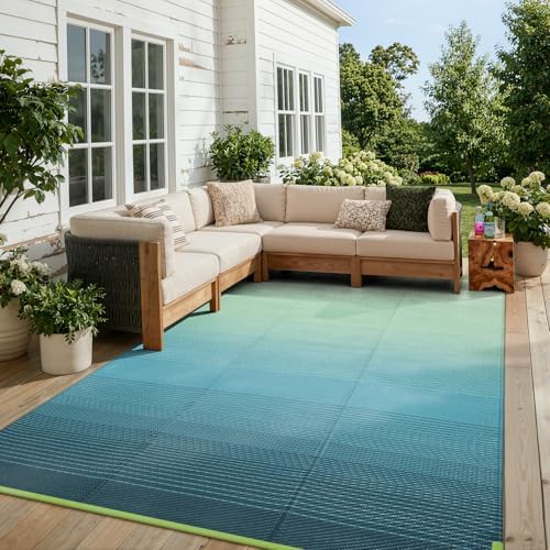 Lahome Outdoor Patio Rug Waterproof 6x9, Plastic Straw Rug Reversible by Lahome
