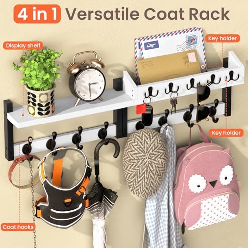 35'' White Coat Rack Wall Mount - Image 5