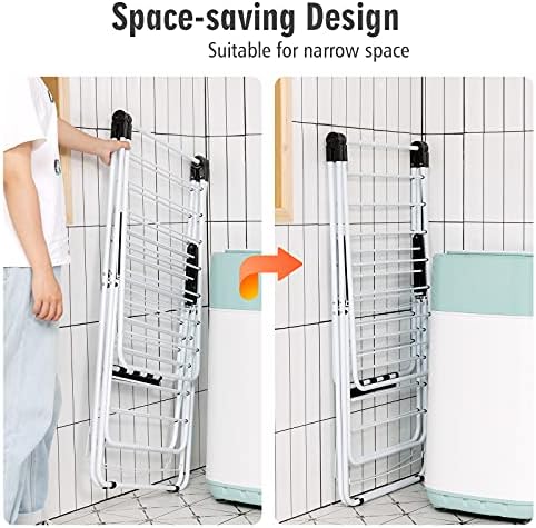 Tangkula Foldable Clothes Drying Rack, 2-Level Folding Drying Rack - Image 5