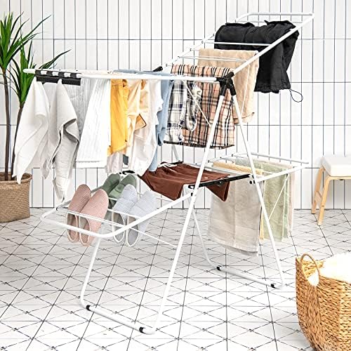 Tangkula Foldable Clothes Drying Rack, 2-Level Folding Drying Rack - Image 2