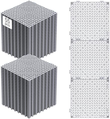 VEVOR Interlocking Tile 55PCS, Drainage Tiles 12" x 12" Splicing, Soft PVC by VEVOR