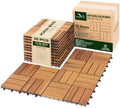 Acacia Interlocking Deck Tiles, 12 Slats, Honey Oak by VICTORYRELAX