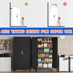 GAIOUS 79" Tall Kitchen Pantry Cabinet, Metal Storage Cabinet Black Cupboard - Image 5