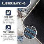 Fall Blue White Pumpkin Kitchen Rugs Set of 2 - Image 4