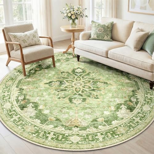 RELEANY Washable Area Rug, Round 6ft by RELEANY
