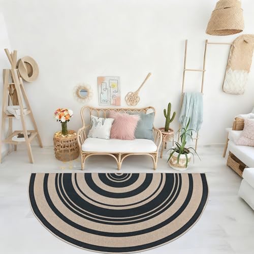 Easy Jute Rug 3x6Ft Half Circle Rainbow Carpet - Image 4