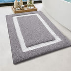 Color&Geometry Mini Gray Bathroom Rugs 24x16, Extra Soft Absorbent Microfiber - Image 3