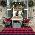 Red and Black Plaid Rug, Cotton Woven Rug - Image 4