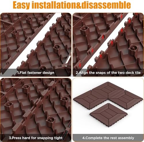 Plastic Interlocking Deck Tiles, 44 Pack, Non-Slip Patio Floor Decking Tiles - Image 3