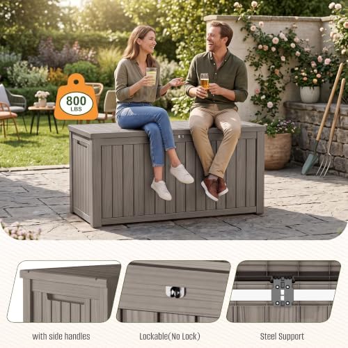 320 Gallon Outdoor Storage Box, Deck Box Waterproof, Toy Storage Bin - Image 3