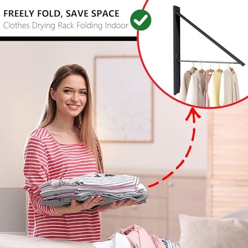 Ithywat Retractable Clothes Drying Rack, Space Saver Wall Mounted Folding Hanger - Image 5