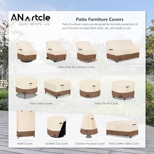 ANartcle Round Patio Table Covers 50inch, 100% Waterproof 600D Heavy Duty - Image 2