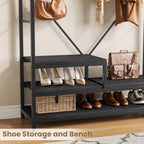 Garvee Coat Rack with Shoe Storage, 16 Hooks, Entryway Organizer - Image 6