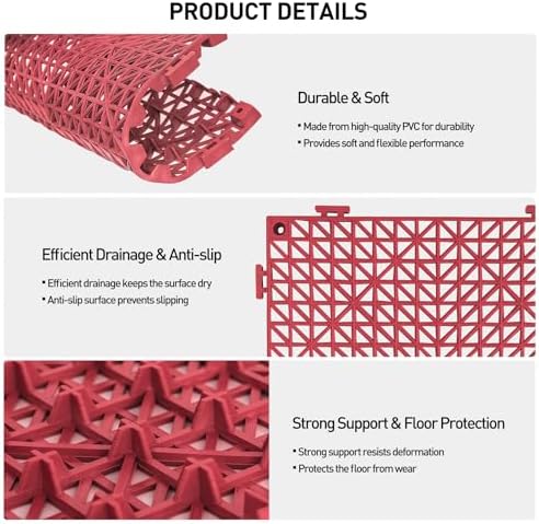 MAXWAVE 18 Pack 12" x 12" Modular Interlocking Floor Mats, Soft PVC Non-Slip - Image 3