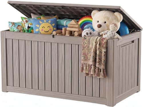 Outdoor Storage Box, 360 Gallon Waterproof Resin Deck Box by ATMELT