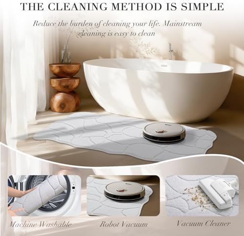 BSICPRO Bathroom Runner Rugs, 22x47 Scalloped Bath Mats - Image 5