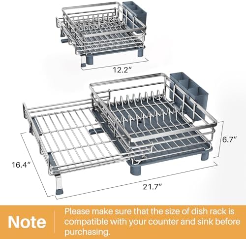 Expandable Dish Drying Rack for Kitchen Counter, Stainless Steel - Image 6