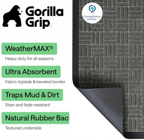 GORILLA GRIP WeatherMAX Door Mat, Indoor Outdoor Use - Image 2