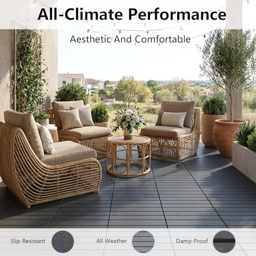 44 Pack Interlocking Deck Tiles, Easy Snap All-Weather Outdoor Deck Tiles - Image 5