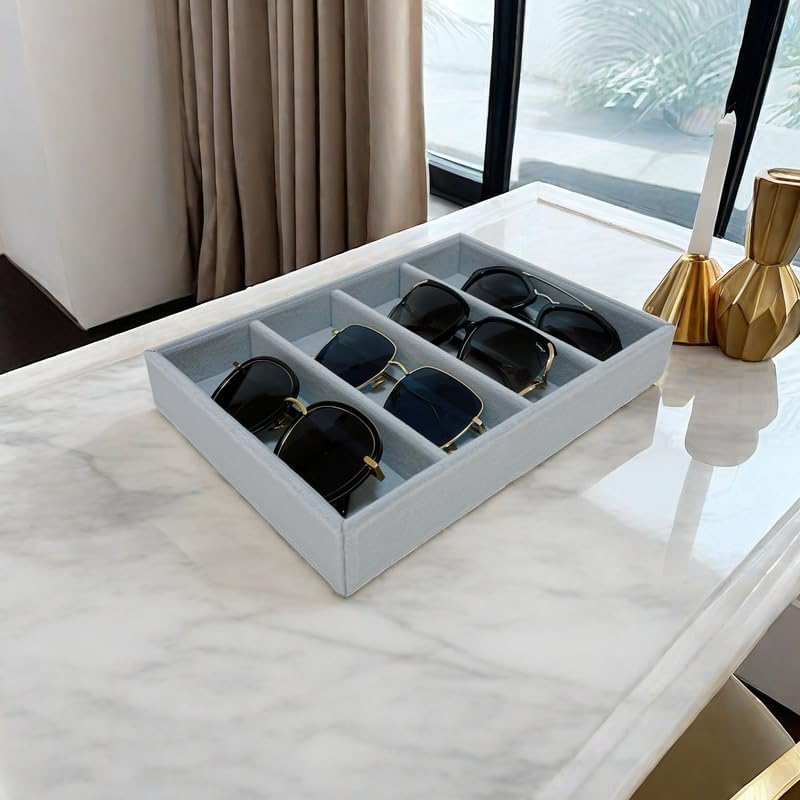 Sunglasses Eyewear Watch Tray Gray Velvet Stackable Organizer Premium Quality - Image 4