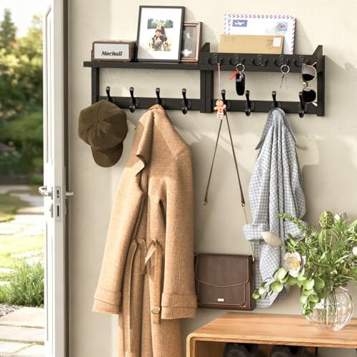 35'' Black Coat Rack Wall Mount - Image 2