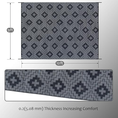 SAND MINE Waterproof Outdoor Rug 9x12 ft, Reversible Plastic Straw Area Rug - Image 2
