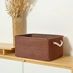 TheWarmHome Decorative Basket Rectangular Fabric Storage Bin Organizer Basket - Image 3