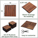 BEEFURNI Interlocking Acacia Wood Deck Tiles 12x12 - Image 6