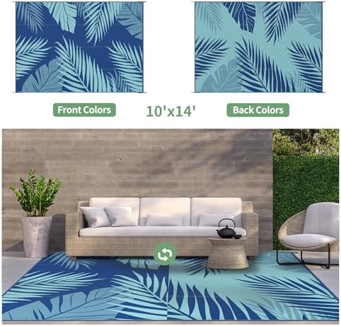 GENIMO Outdoor Rug, Waterproof Plastic Rugs 10'x14' - Image 2