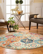 Lahome Moroccan Washable Circle Rug, Soft Vintage Round Rug 4ft Kitchen - Image 5
