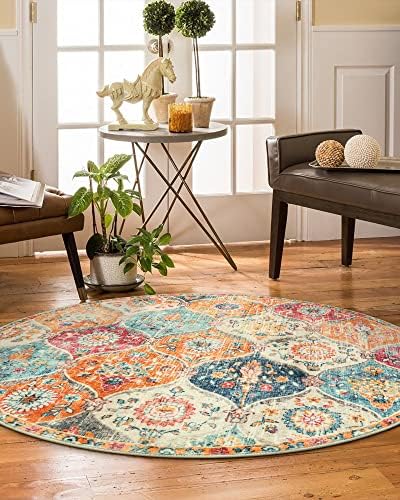 Lahome Moroccan Washable Circle Rug, Soft Vintage Round Rug 4ft Kitchen - Image 5