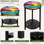 2-Tier Metal Round Side Table Accent Coffee Tables Small Space Corner Plant - Image 5