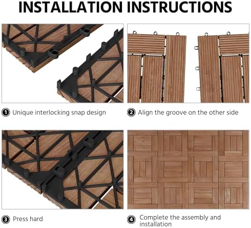Topeakmart 27PCS Interlocking Deck Tiles 12x12 Patio Flooring - Image 4