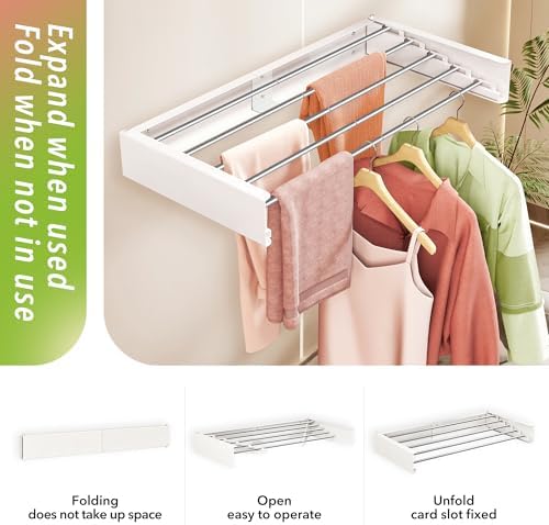 ZdwCyl Wall Mounted Drying Rack, 32 inches, Clothes Drying Rack, Laundry Drying - Image 4