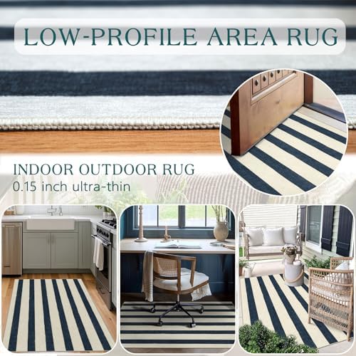 Blue and White Striped Entry Rug - Image 4