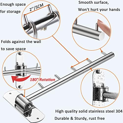 Clothes Hanger Rack Swing Arm, Folding Clothes Hanger Wall Mounted Space Saving - Image 3