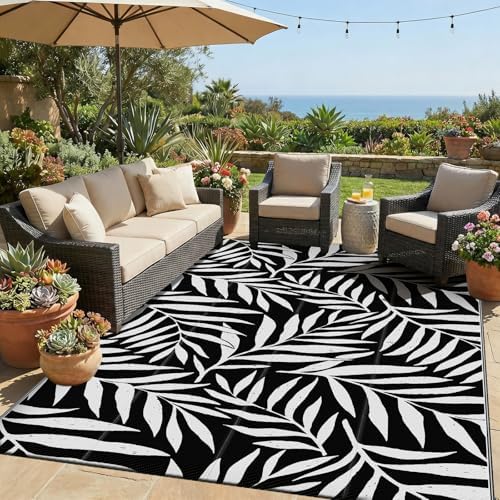 Smiry Outdoor Rug 5x8 ft Waterproof Reversible Leaf Mat by Smiry