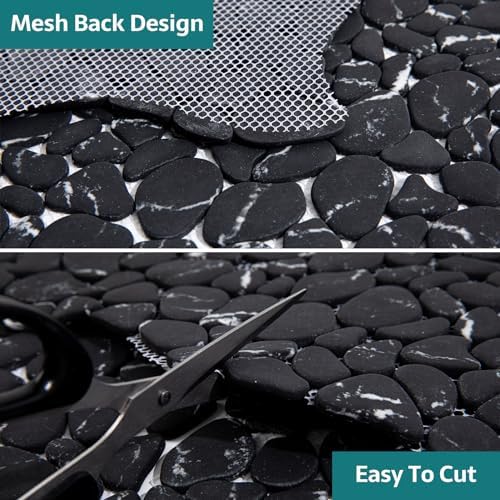 Pebble Tile, Pebble Tiles for Shower Floor Kitchen Backsplash Bathroom Black - Image 2