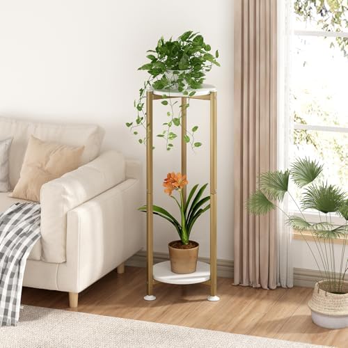2 Tier Plant Stand Indoor Corner Tall Round Shape Plant Shelf - Image 2