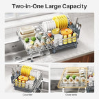 Expandable Dish Drying Rack for Kitchen Counter, Stainless Steel - Image 2