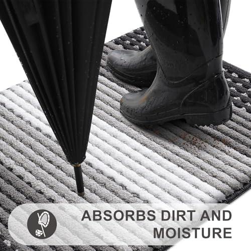 Kitinjoy Indoor Outdoor Door Mat, 48x32 Non-Slip Dirt Trapper Doormats - Image 2