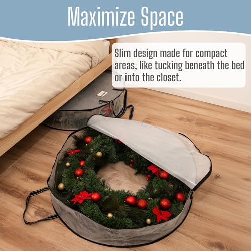 VENO 2 Pack Summer Wreath Storage Container, 36 Inch Clear Wreath Bag, - Image 6