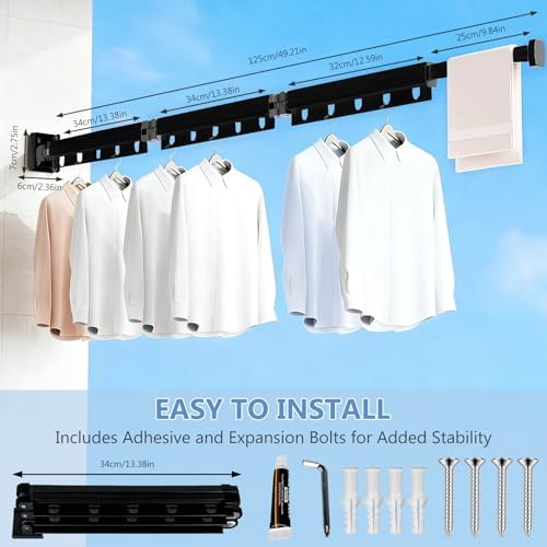 Clothes Drying Rack Wall Mounted, 3-Fold Space-Saving Drying Rack Clothing - Image 2