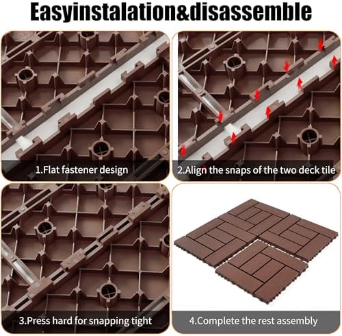 Interlocking Deck Tiles, Outdoor Patio Flooring, 44 Pack All Weather Waterproof - Image 4